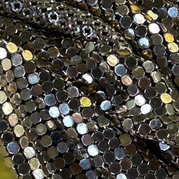 Whiting & Davis Vintage 70s Gold Tone Chain Mesh Necklace and Dangle Earrings - Picture 4 of 12